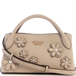 GUESS Zaria Girlfriend Floral Satchel Taupe