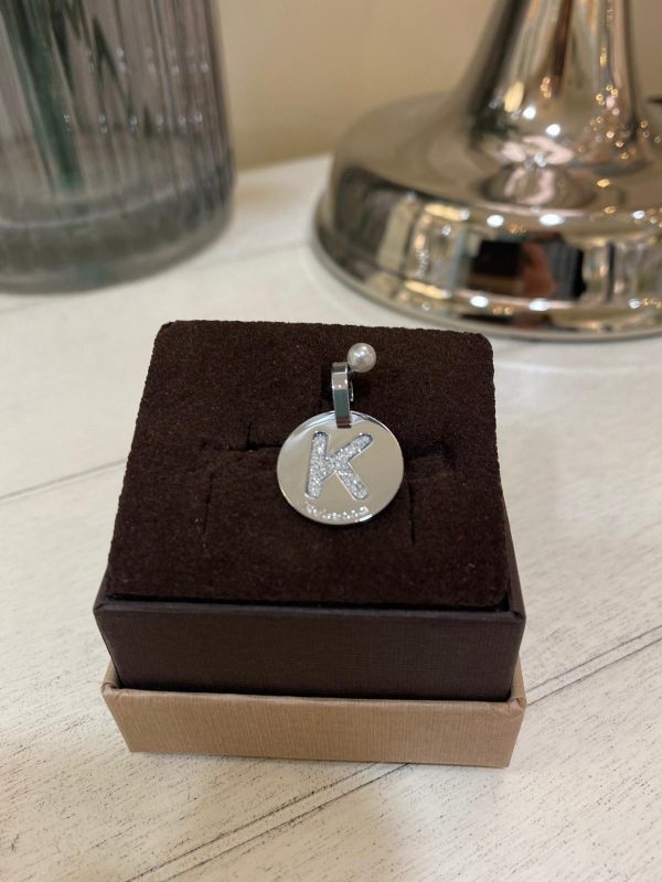 Rebecca Charm Initial Letter K With Cubic Zirconia Silver