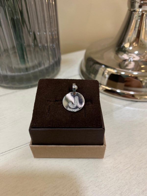 Rebecca Charm Initial Letter J With Cubic Zirconia Silver