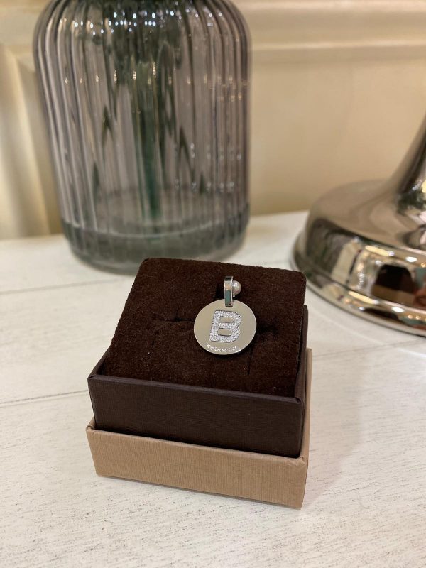 Rebecca Charm Initial Letter B With Cubic Zirconia Silver