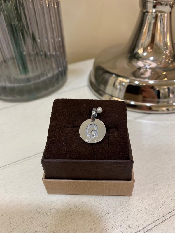 Rebecca Charm Initial Letter G With Cubic Zirconia Silver