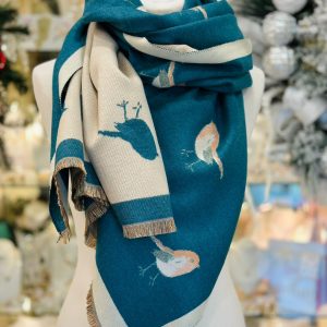 Robin Cashmere Touch Double Sided Scarf Teal Multi