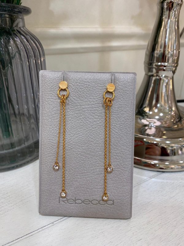 Rebecca Aria Raindrop Earrings With White Crystals Gold