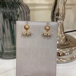 Rebecca Stud Earrings With White Crystals Gold