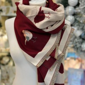 Robin Cashmere Touch Double Sided Scarf Burgundy Multi