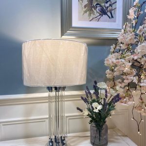 Chrome Table Lamp With Ivory Shade 60cm