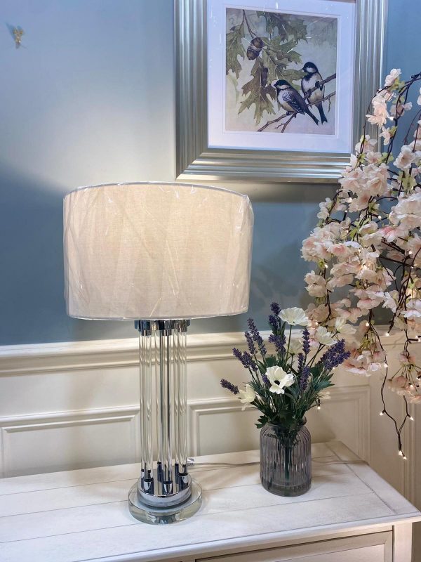 Chrome Table Lamp With Ivory Shade 60cm