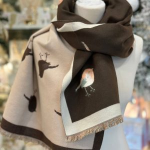 Robin Cashmere Touch Double Sided Scarf Brown Multi