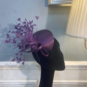 Purple Fascinator With Feather Detail