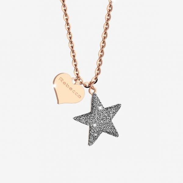 Rebecca Jolie Star Necklace 60-80cm Diamond Sand / Rose Gold - Image 2