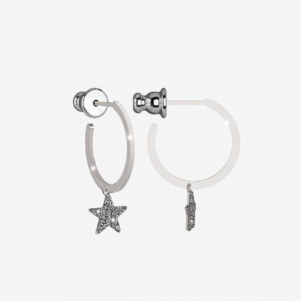 Rebecca Jolie Star Earrings Silver And Diamond Sand