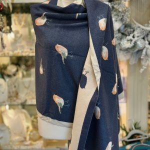 Robin Cashmere Touch Double Sided Scarf Navy Multi