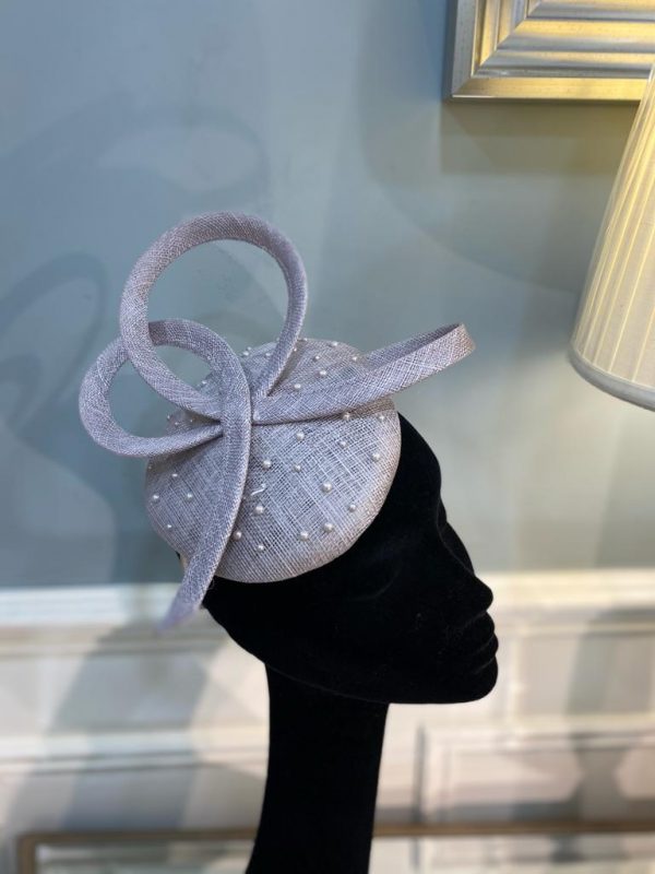 Taupe Fascinator With Pearl Detail