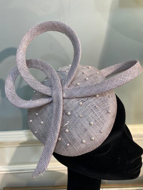 Taupe Fascinator With Pearl Detail - Image 2