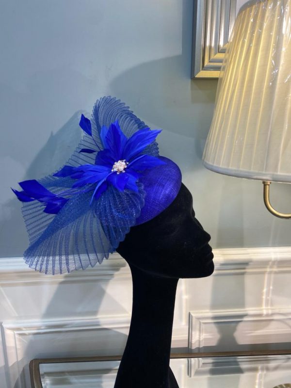 Royal Blue Fascinator With Flower Detail