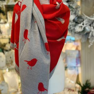 Robin Cashmere Touch Double Sided Scarf Red Multi