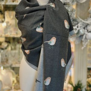 Robin Cashmere Touch Double Sided Scarf Grey Multi