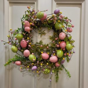 Easter Wreath with Pink & Green Easter Eggs