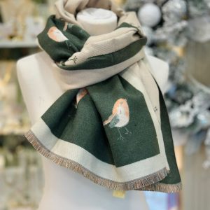 Robin Cashmere Touch Double Sided Scarf Green Multi