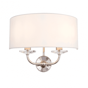 Vintage White & Nickel with Crystal Twin Wall Lamp