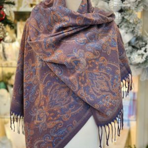 Paisley Cashmere Touch Double Sided Scarf Purple Multi