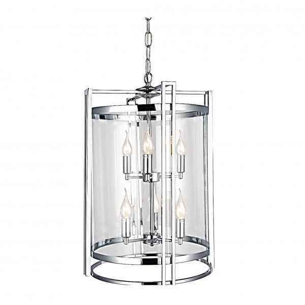 Chrome Ceiling Lantern 6 Lights 100cm