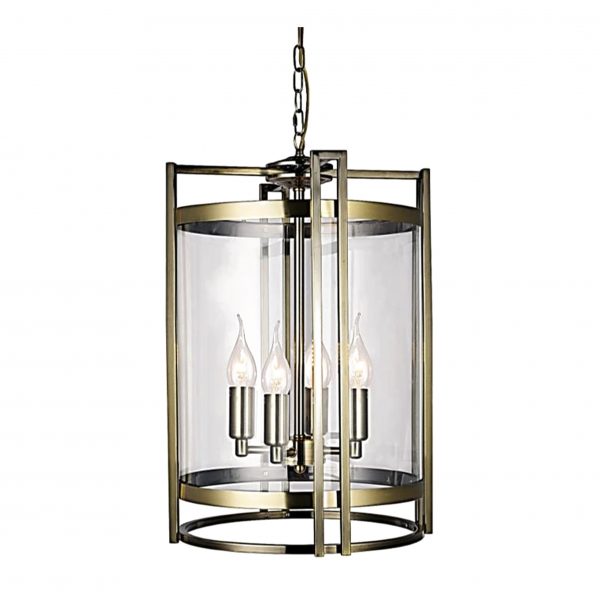 Antique Brass Ceiling Lantern 4 Lights 42cm
