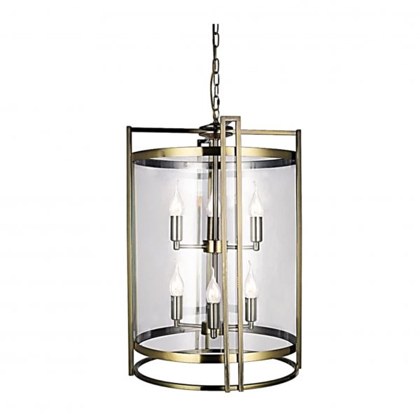 Antique Brass Ceiling Lantern 6 Lights 88cm