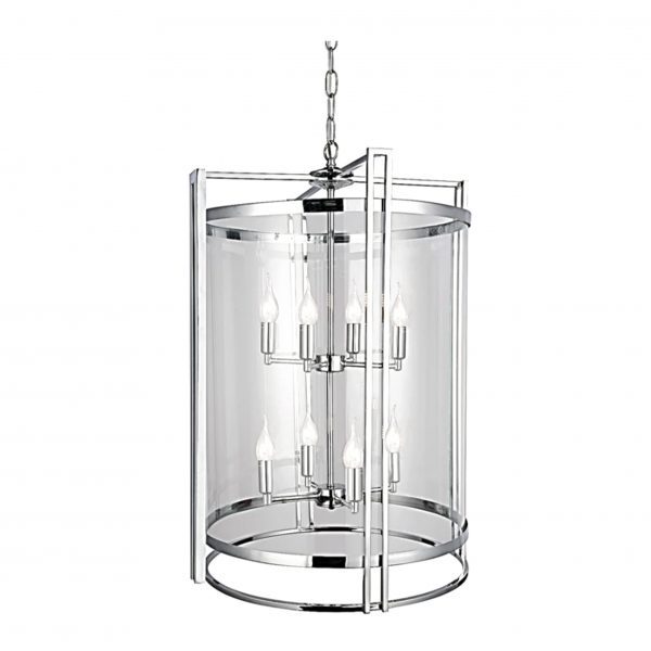 Chrome Ceiling Lantern 8 Lights 100cm