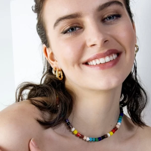 ADRIANA ROSE GOLD PAPER CLIP EARRINGS - Image 3