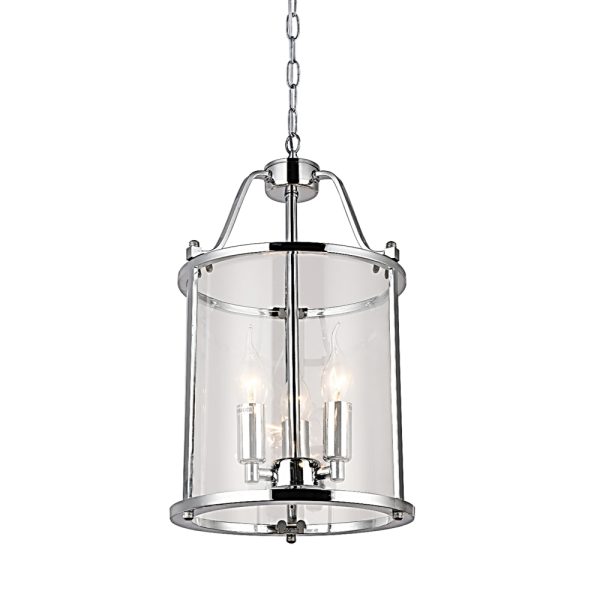Chrome Ceiling Lantern 3 Lights 44cm