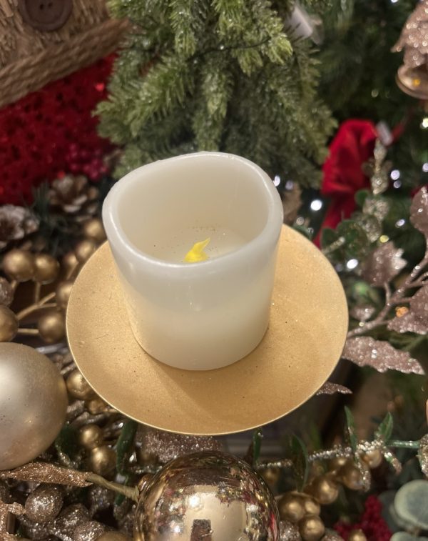LED Warm Flicker Wax Small Candle 5cm Cream
