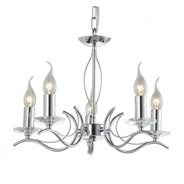 Chrome Chandelier 5 Lights 40 cm