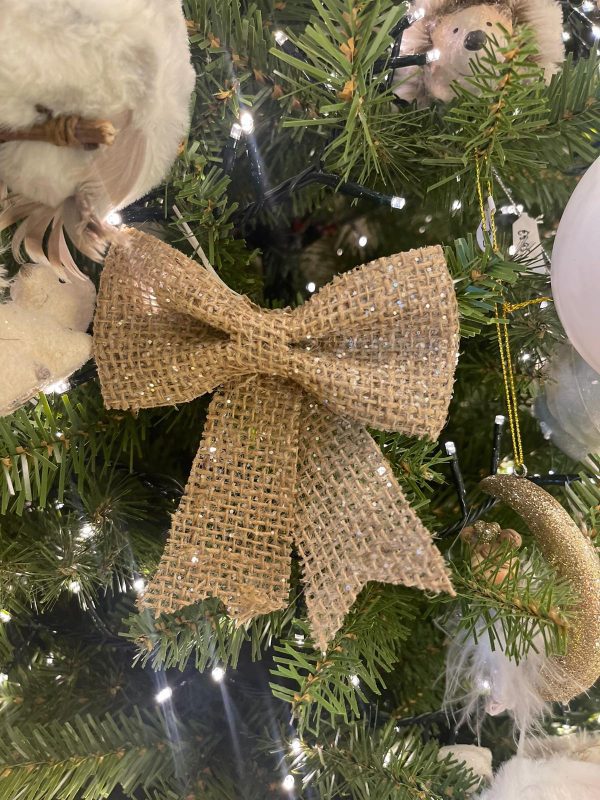 Bow Jute with Silver Glitter small