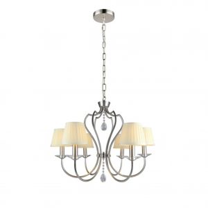 Satin Silver Chandelier 6 Lights 55 cm