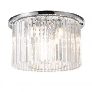 Crystal Waterfall Chrome Flush Chandelier 30 cm