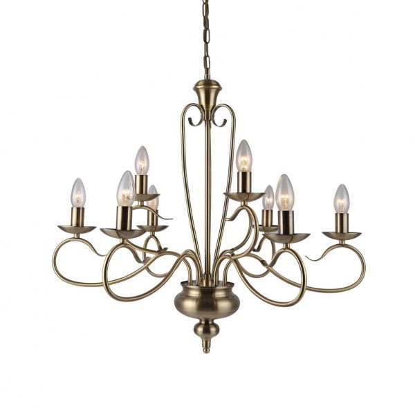 Antique Brass Chandelier 8 Lights 75 cm