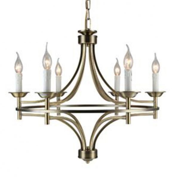 Antique Brass Chandelier 6 Lights 60 cm