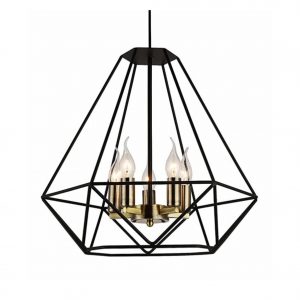 Black Antique Brass Cage Chandelier 5 Lights 45 cm