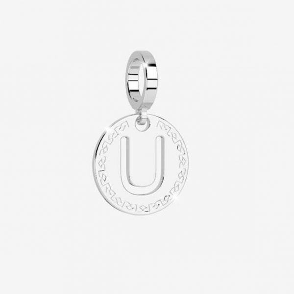 Rebecca Charm Initial Letter U Silver