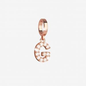 Rebecca Charm Initial Letter G Rose Gold With White Crystals 20 mm