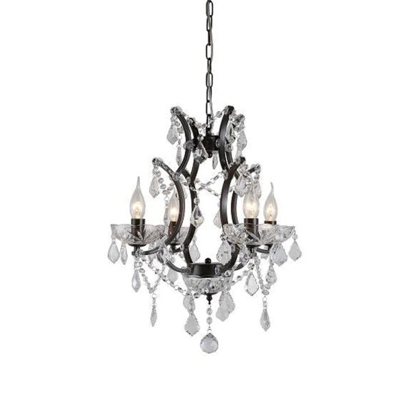 Black Crystal 4 Lights Chandelier