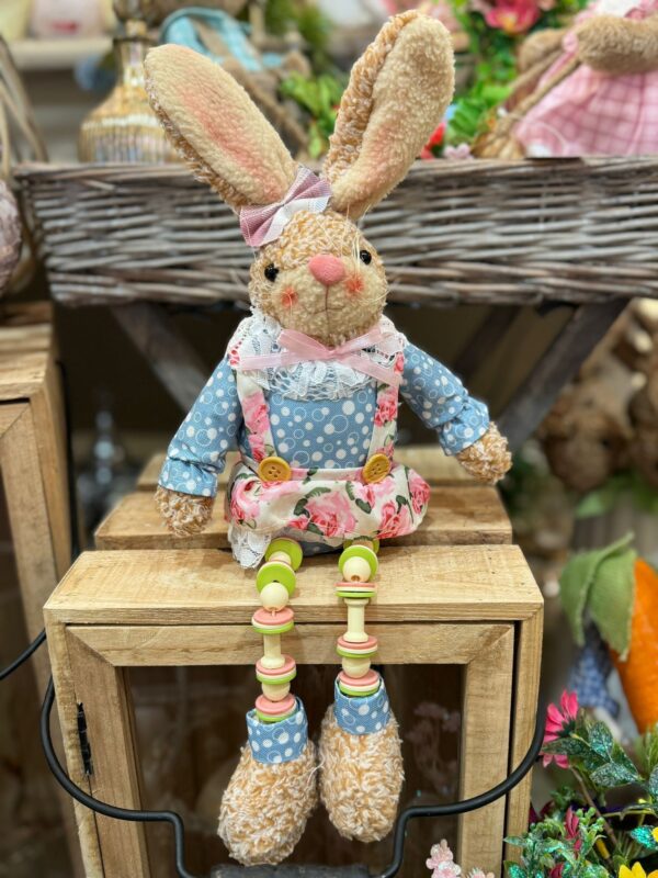 Springtime Bunny Girl in Floral Skirt