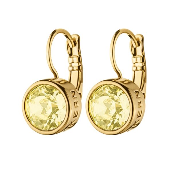 LOUISE Hook Earring With Light Green Crystals Gold