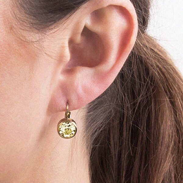 LOUISE Hook Earring With Light Green Crystals Gold - Image 2