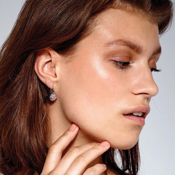 LOUISE Hook Earring With Light Rose Crystals Silver - Image 2