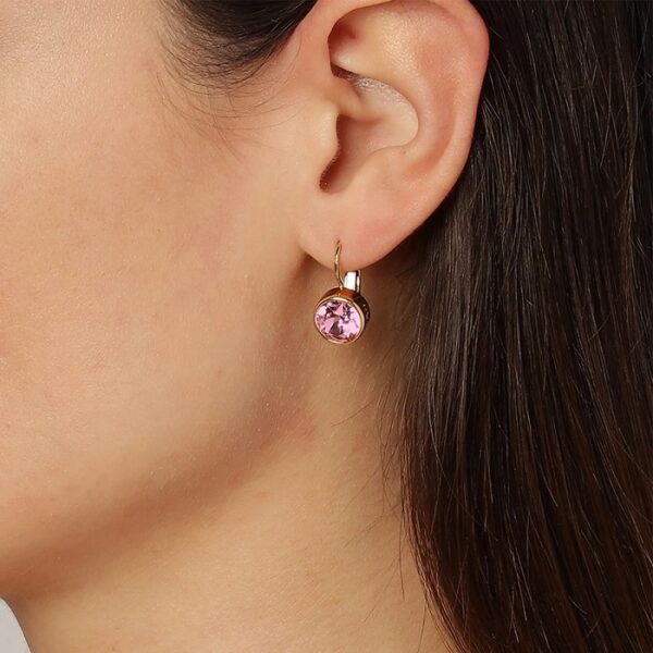 LOUISE Hook Earring With Light Rose Crystals Gold - Image 2