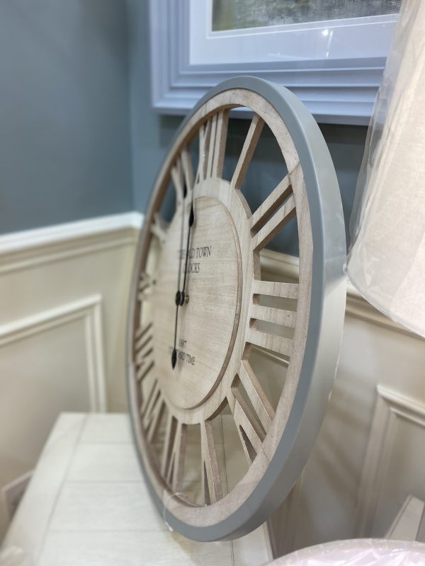 Grey Wooden Wall Clock - Image 2