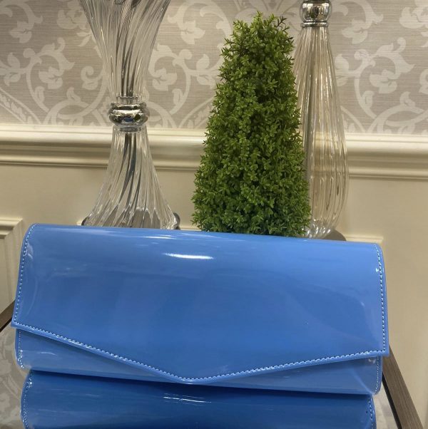 Blue Patent Clutch Bag