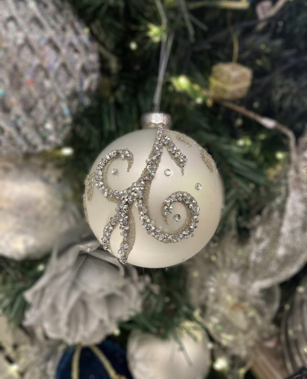 Matt Silver Beaded Bauble